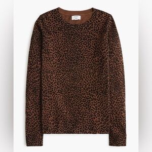 J. Crew Factory 100% Cotton Leopard Teddie Top in Roasted Cocoa Brown & Black, M